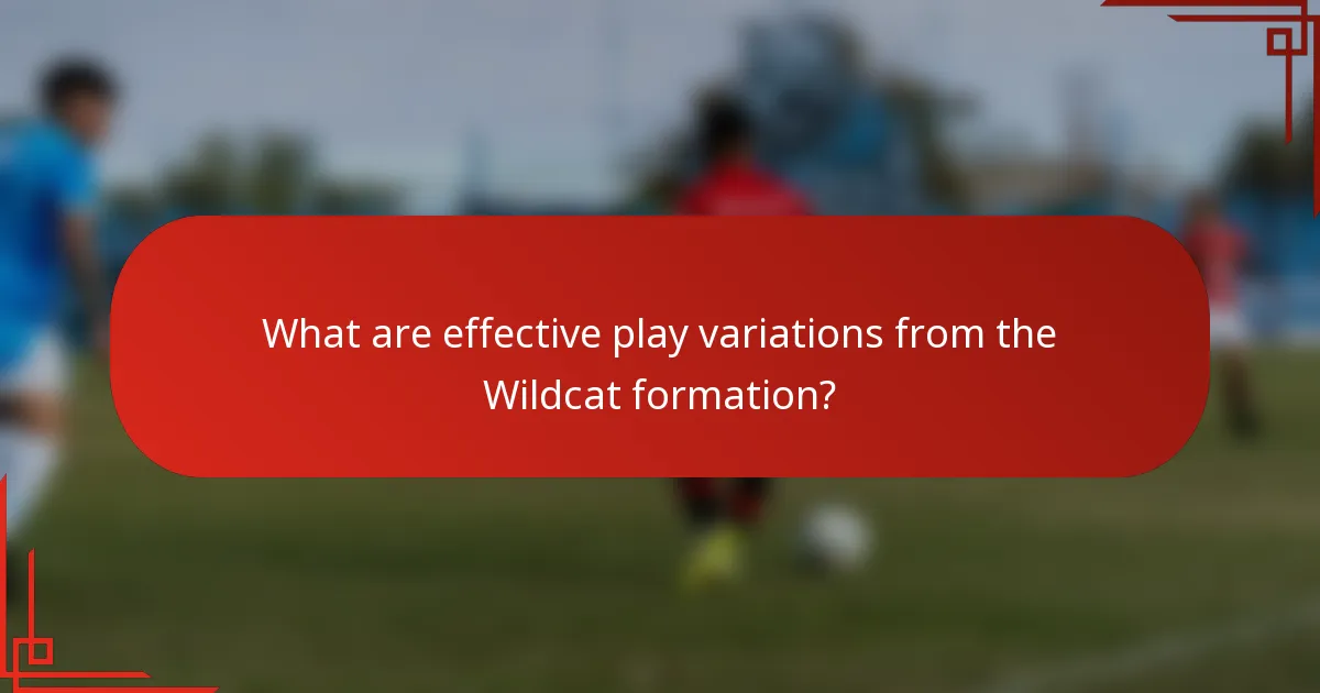 What are effective play variations from the Wildcat formation?