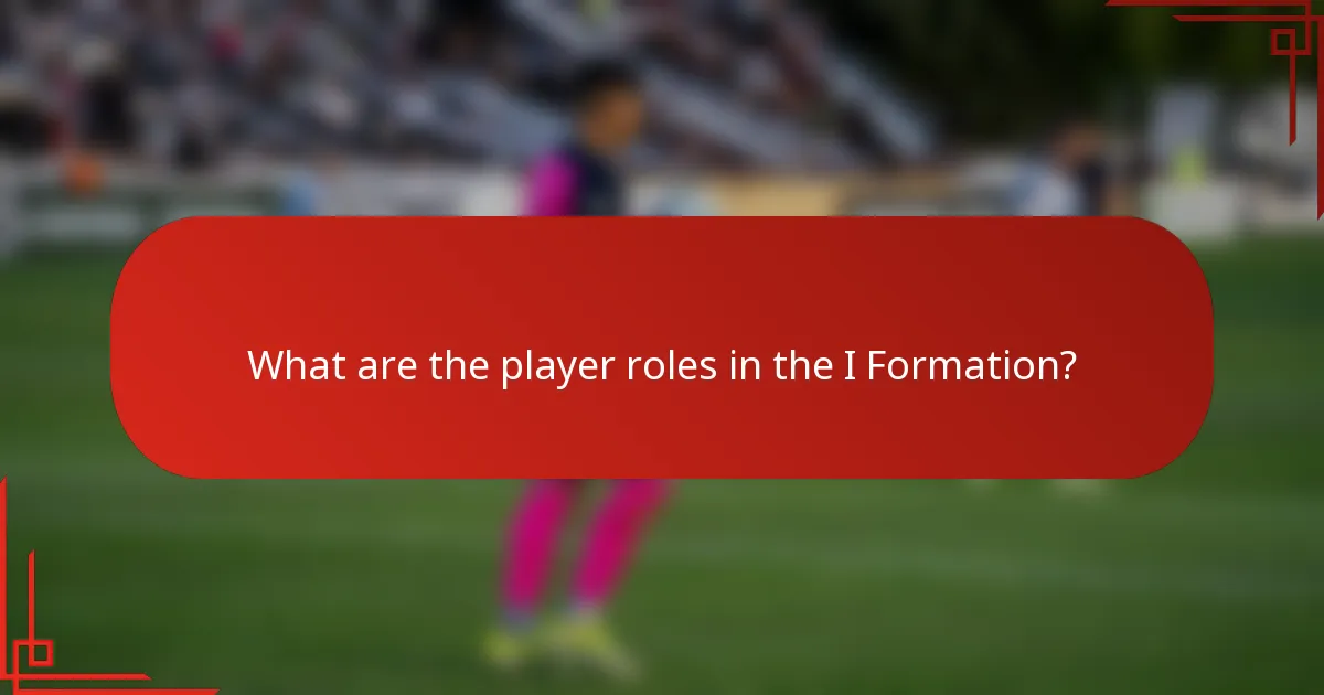 What are the player roles in the I Formation?